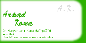 arpad koma business card